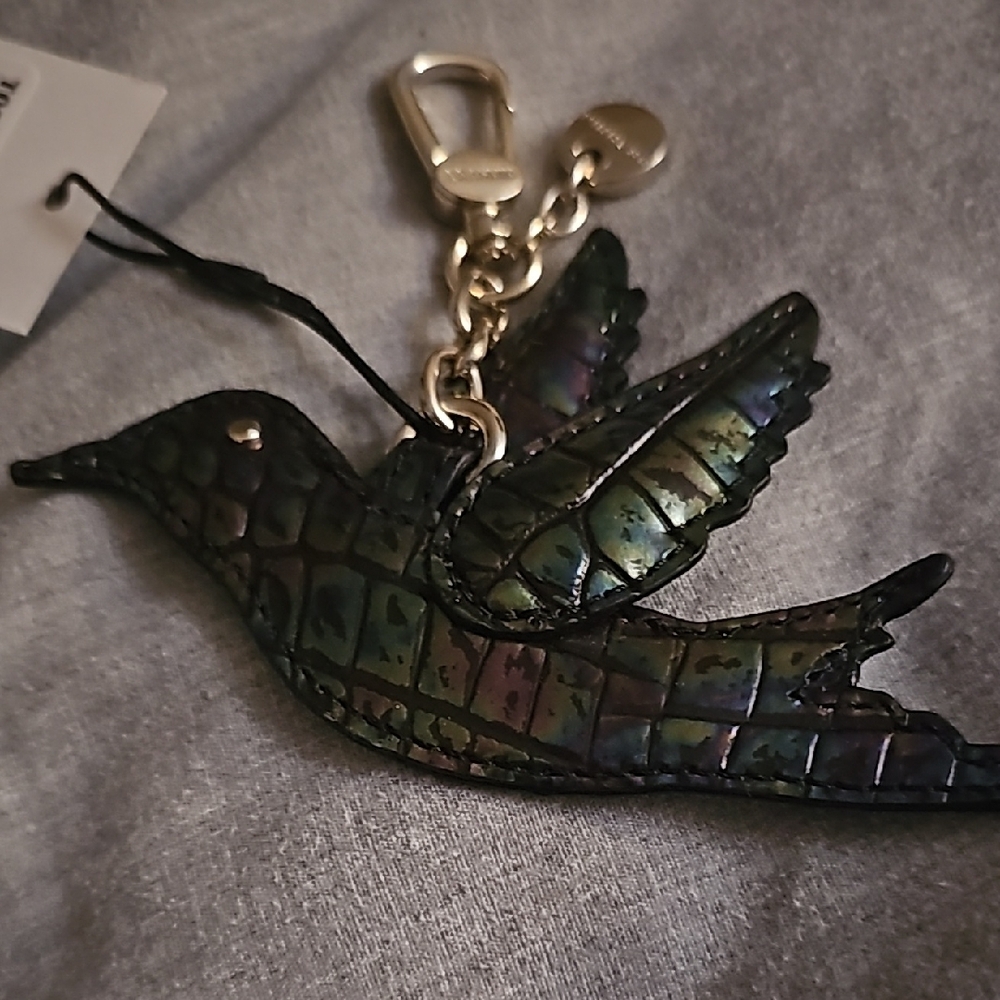 Brahmin Black Pearl Nightingale Bird Key Fob